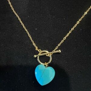 Jade Gold Necklace Heart Pendant-comes in a beautiful black box ready to gift🩵